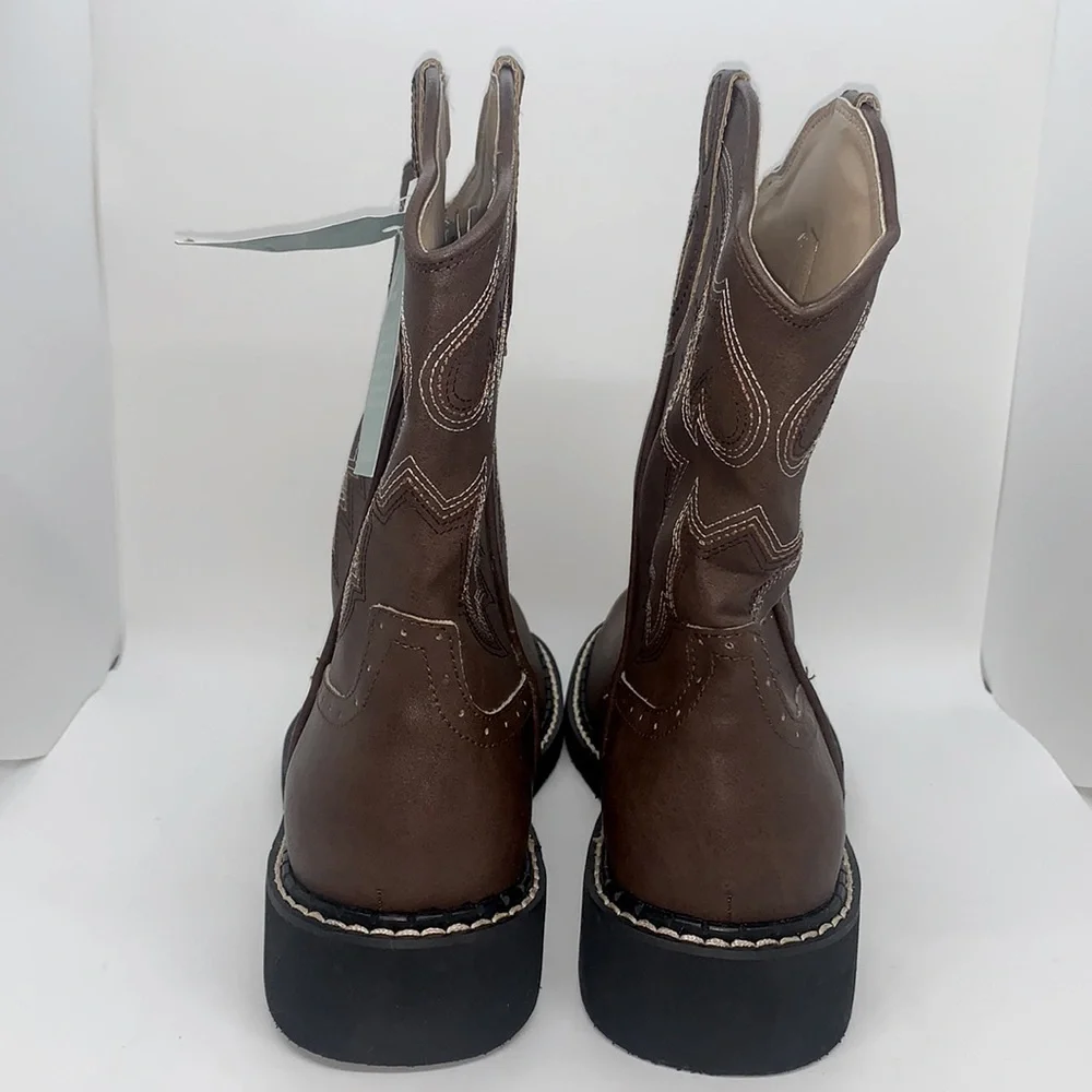 Roper NEW Chunk Boot Brown 11 Western Cowgirl Rodeo Stitch Detail Lightweight